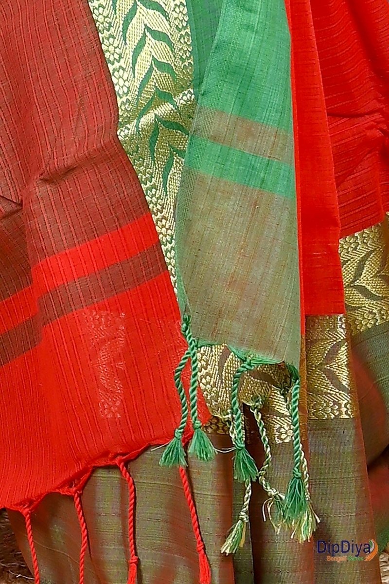 Red Pure Cotton Parvin Tant Saree (575)